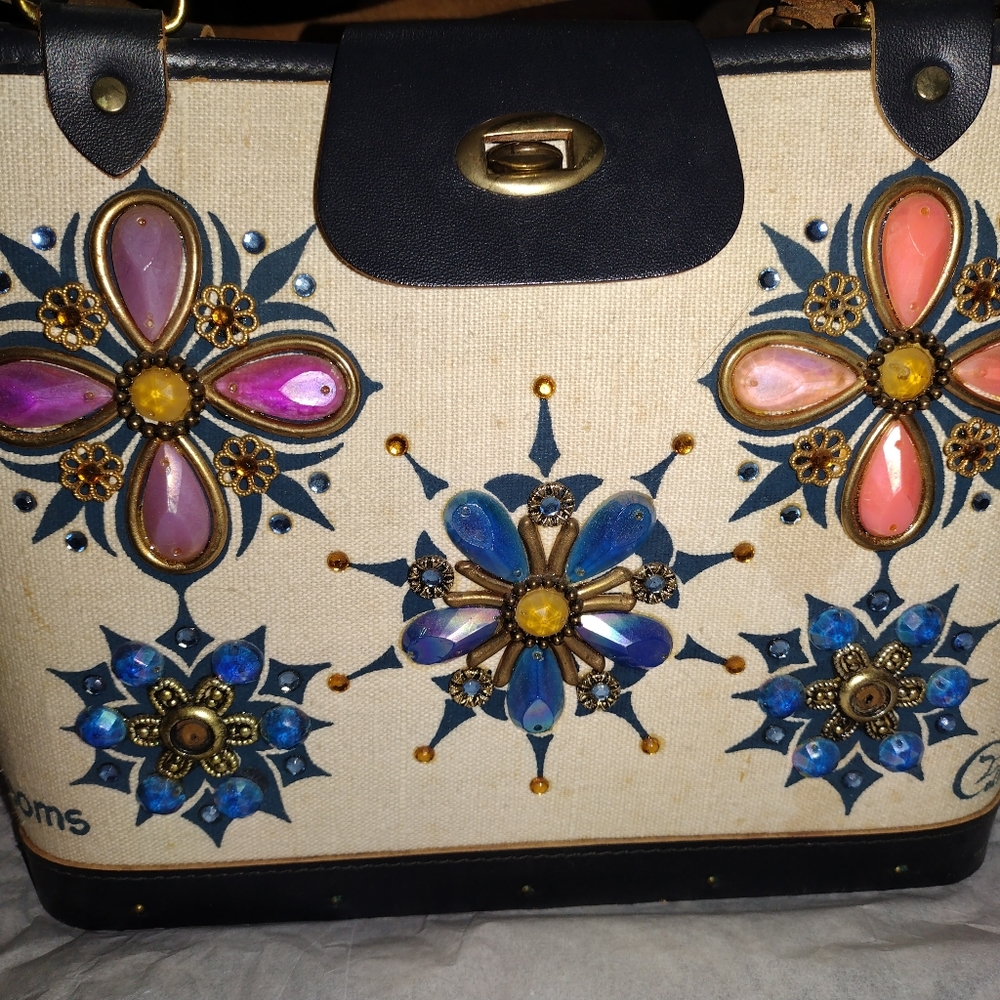 Vintage Collins of Texas "BLOSSOM" Linen Bucket of Bag; Enid Collins Inspired